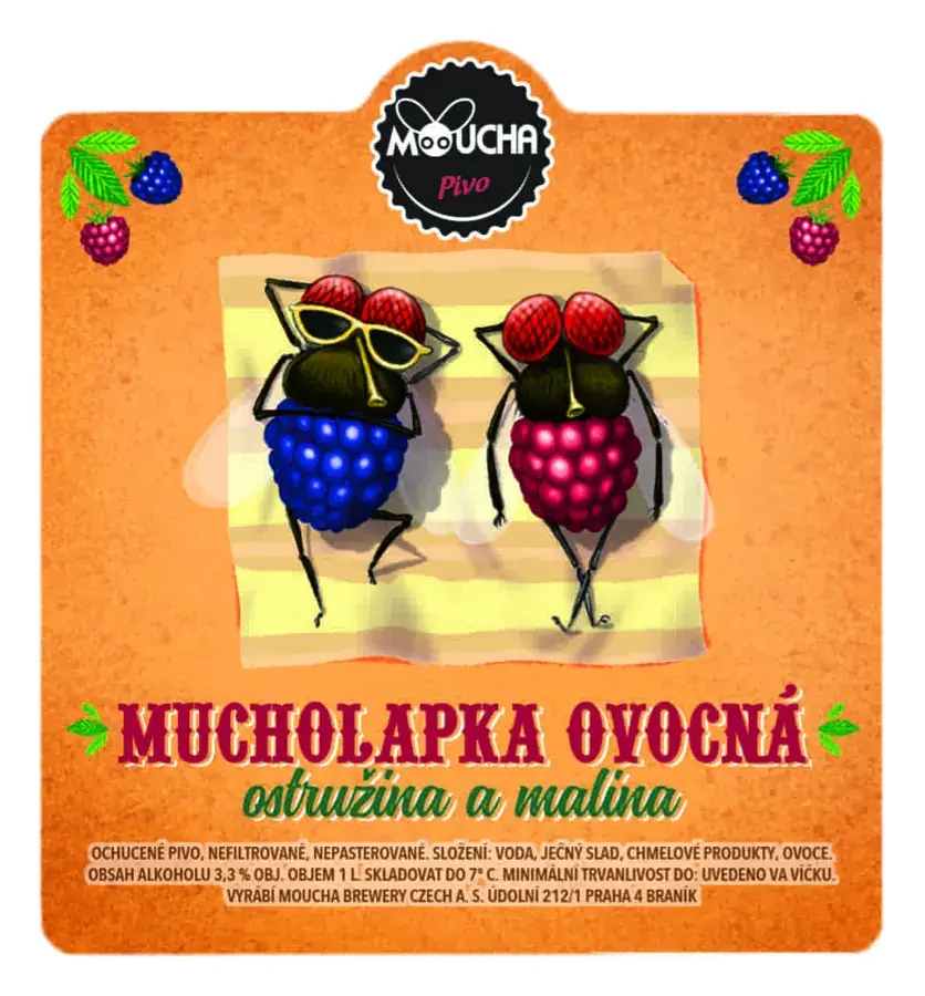 Etiketa piva Mucholapka ovocná 9