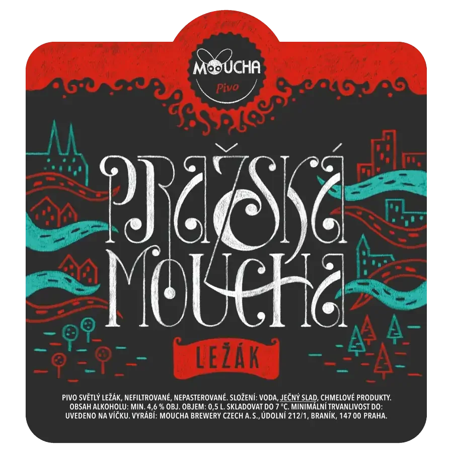 Etiketa piva Pražská Moucha 12