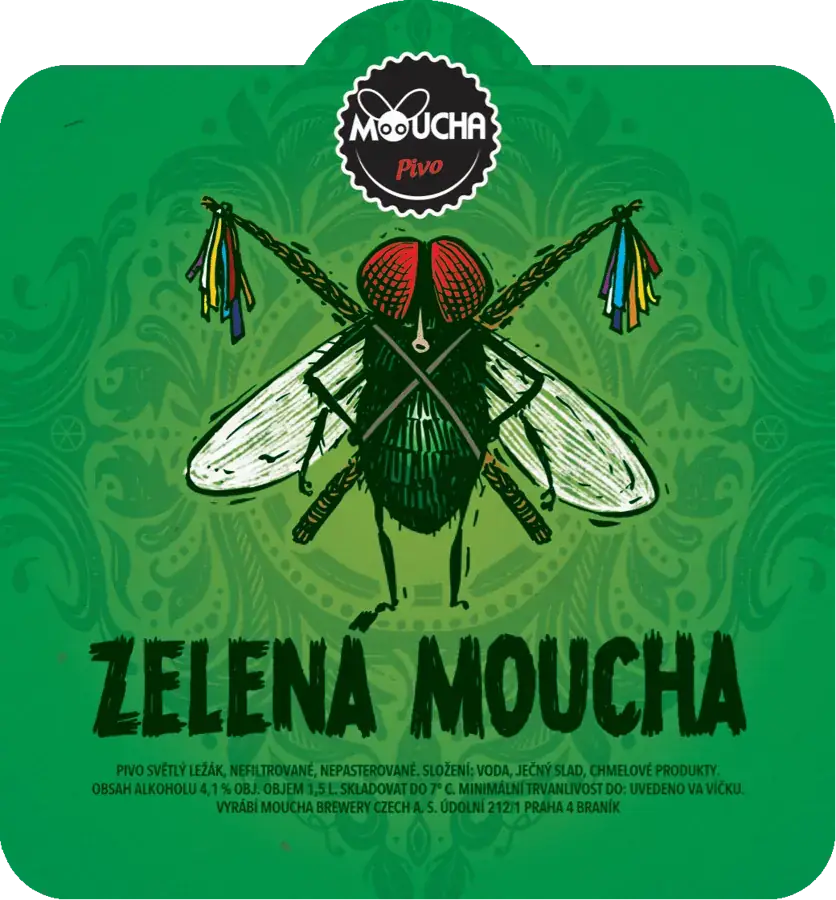 Etiketa piva Zelená Moucha 11